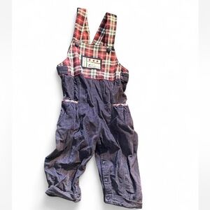 Plaid and Blue Kids Overalls